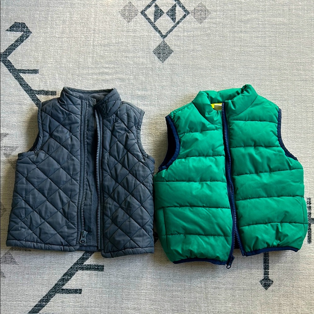 Green and Gray Puffer Vests Bundle Baby Boy 12-18 months
